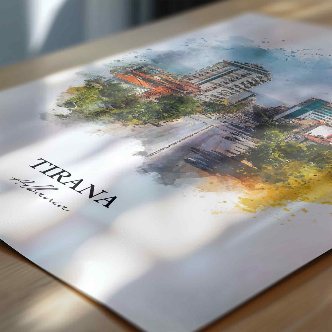 Tirana, Albania – Watercolor Art Print
