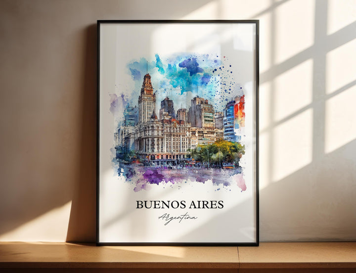 Buenos Aires Wall Art, Buenos Aires Print, Argentina Watercolor Art, Buenos Aires Gift, Travel Print, Travel Poster, Housewarming Gift