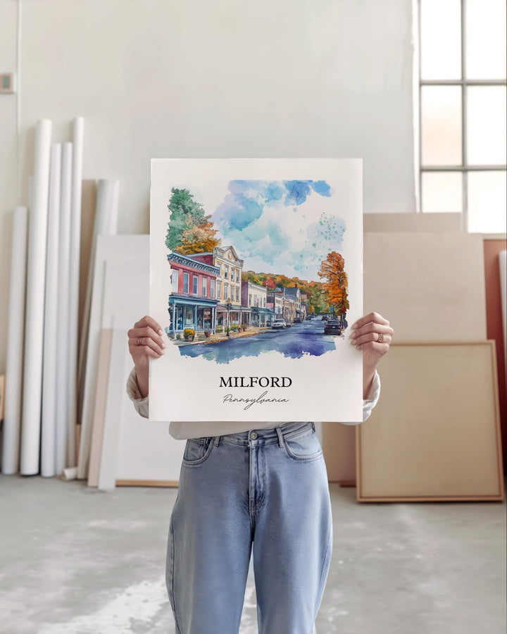 Milford PA Wall Art, Pike County PA Print, Pennsylvania Artwork, Milford Pennsylvania Gift, Travel Print, Travel Poster, Housewarming Gift
