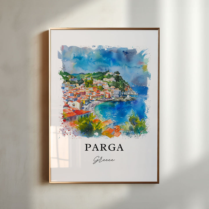 Parga Greece Wall Art, Parga Print, Parga Greece Watercolor, Parga Epirus Gift,