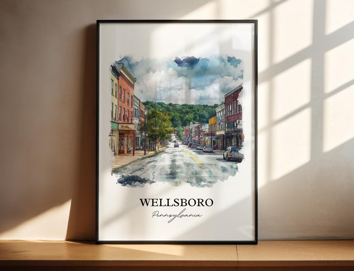 Wellsboro, Pennsylvania, USA – Watercolor Art Print