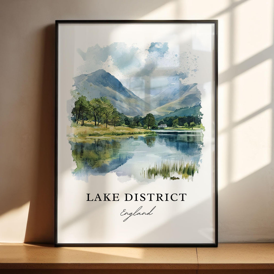 Lake District Wall Art, Lake District England Print, Cumbria Watercolor Art, England Gift, Travel Print, Travel Poster, Housewarming Gift