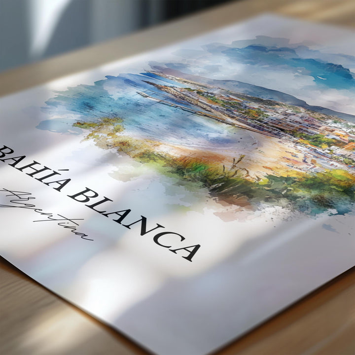 Bahia Blanca Wall Art, Buenos Aires Print, Argentina Watercolor Art, Bahia Blanca Gift, Travel Print, Travel Poster, Housewarming Gift