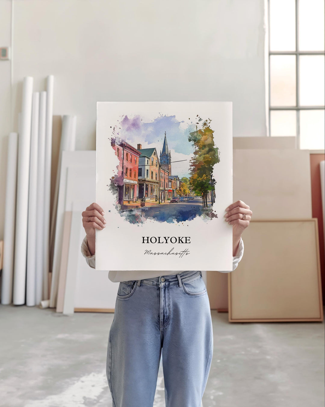 Holyoke MA Wall Art - Massachusetts Print