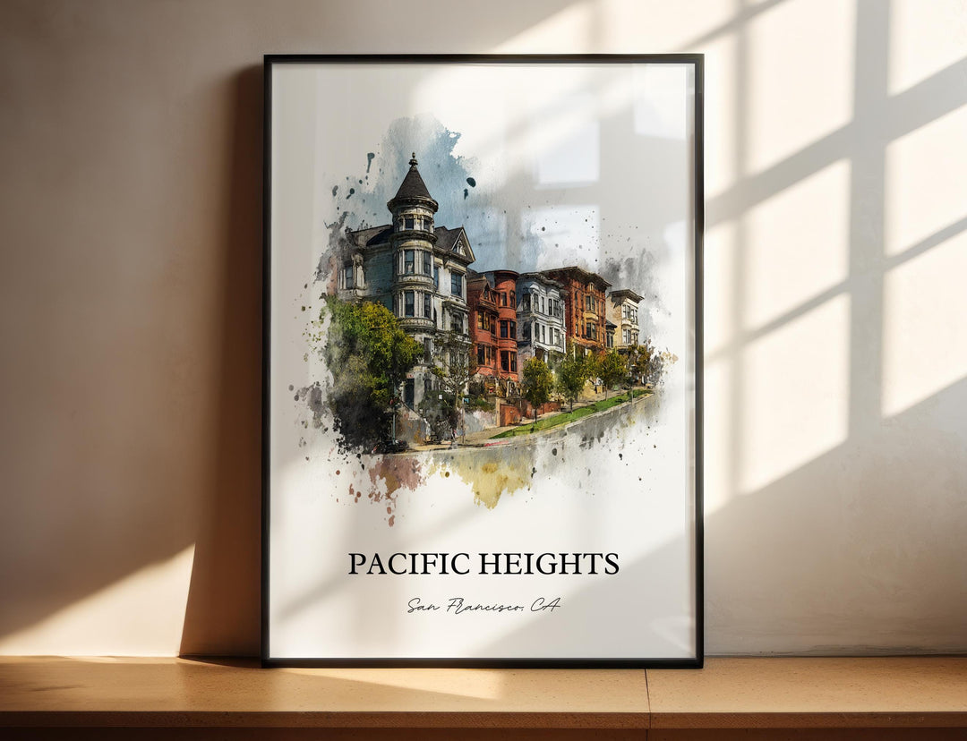 Pacific Heights, California – Watercolor Art Print