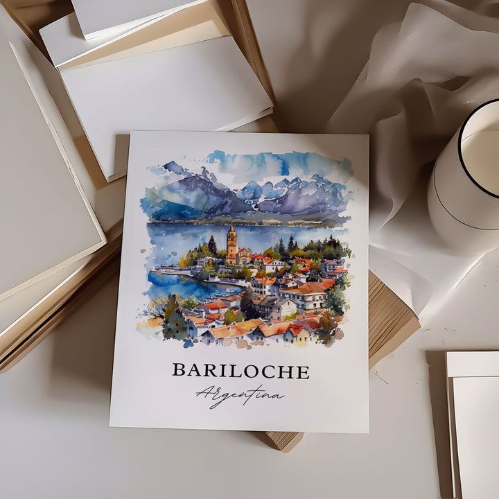 Bariloche Wall Art, Bariloche Print, Bariloche Watercolor, Bariloche Argentina Gift, Travel Poster, Housewarming Gift