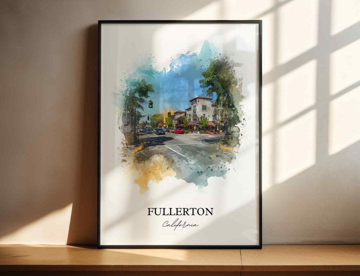 Fullerton, California Wall Art, Fullerton Print, Fullerton Watercolor Art, Orange County Gift, Travel Print, Travel Poster, Housewarming Gift