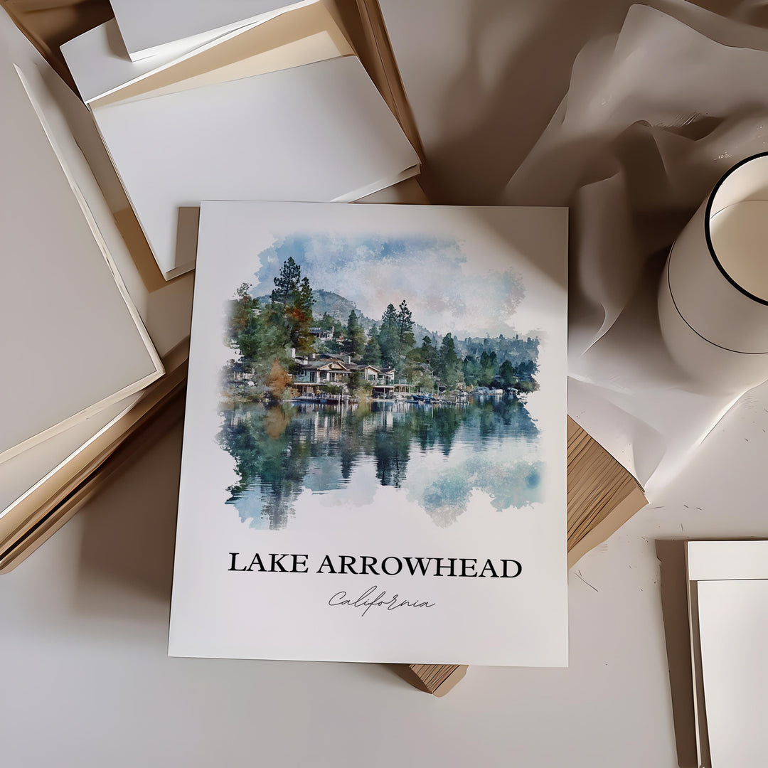 Lake Arrowhead Wall Art, San Bernardino Print, Lake Arrowhead Artwork, Lake Arrowhead Gift, Travel Print, Travel Poster, Housewarming Gift