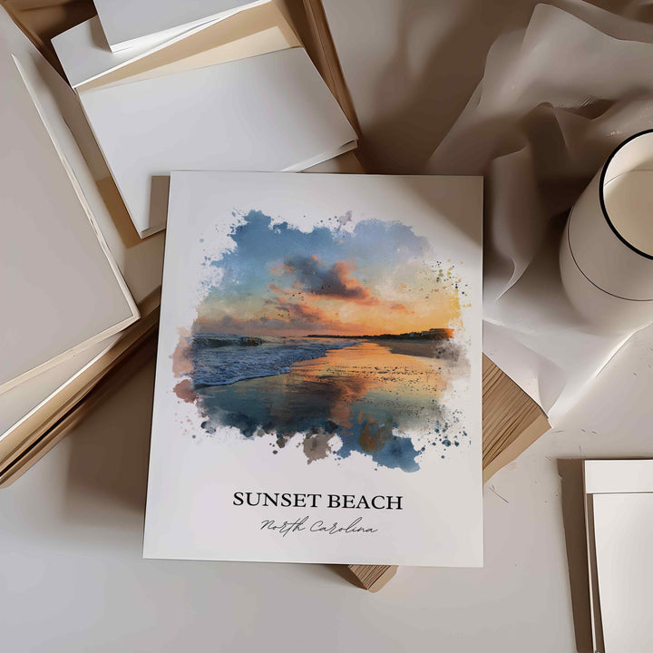 Sunset Beach, North Carolina – Watercolor Art Print