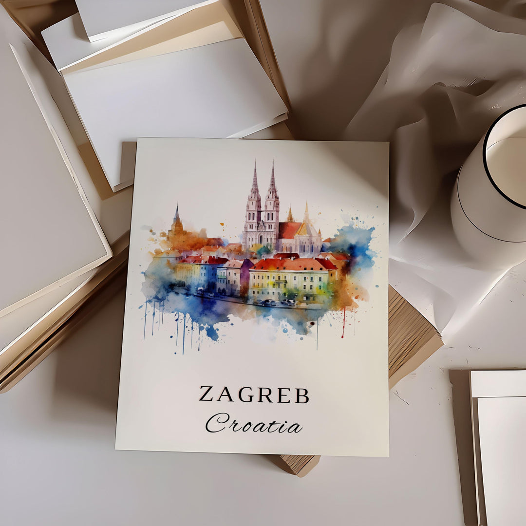 Zagreb Croatia wall art - Croatia, Zagreb poster, Zagreb Wedding gift, Zagreb Birthday present, Custom Text, Personalised Gift