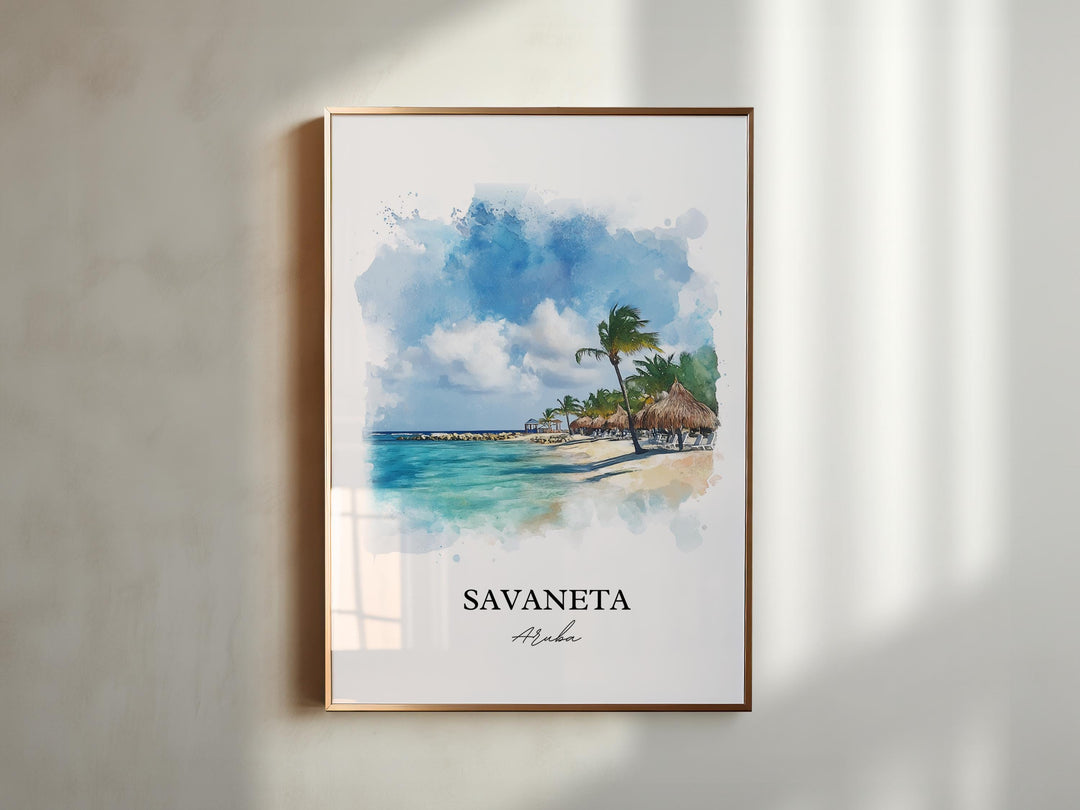 Savaneta Wall Art, Savaneta Aruba Print, Aruba Watercolor Art, Savaneta Aruba Gift, Travel Print, Travel Poster, Housewarming Gift
