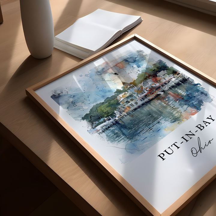 Put-in-Bay OH Wall Art, Lake Erie OH Print, Put-in-Bay Watercolor, Lake Erie Gift,