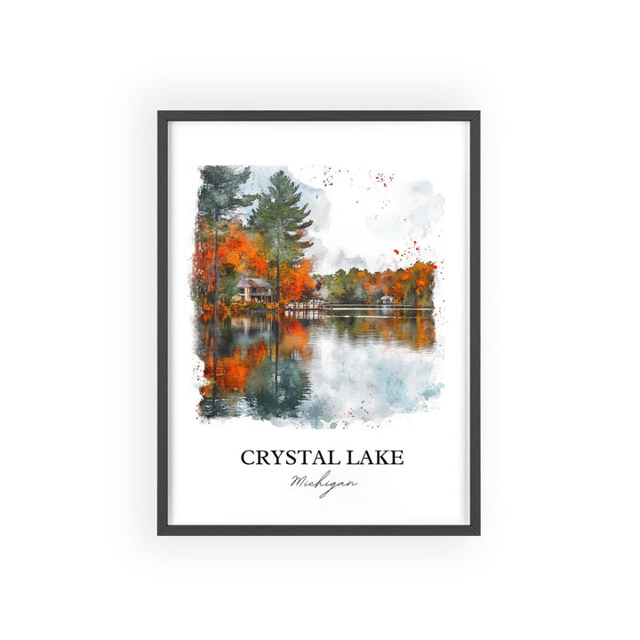 Crystal Lake Michigan Wall Art, Lake Michigan Print, Michigan Watercolor, Crystal Lake Gift, Travel Print, Travel Poster, Housewarming Gift