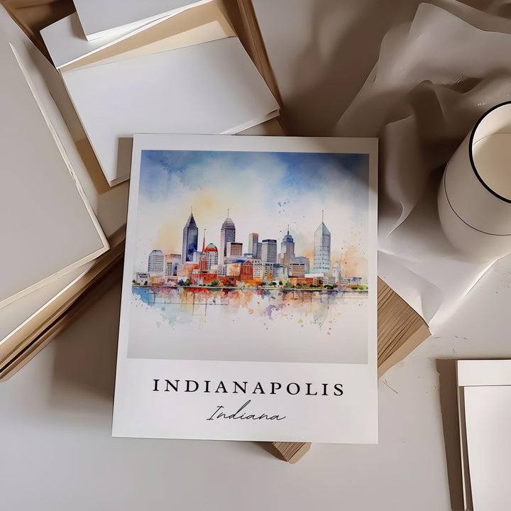 Indianapolis wall art - Indiana, Indianapolis poster, Indianapolis Wedding gift, Indianapolis cityscape, Custom Text, Personalized Gift