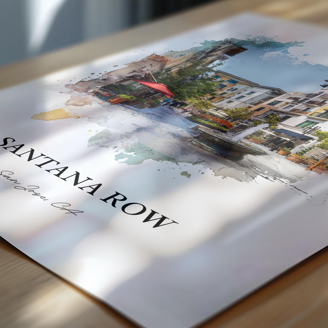 Santana Row, California – Watercolor Art Print
