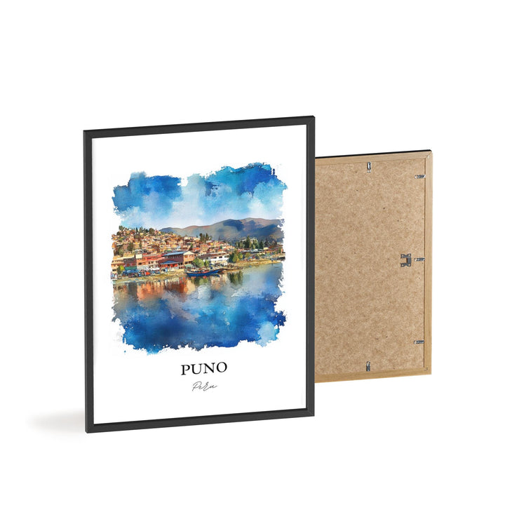 Puno Peru Wall Art, Lake Titicaca Print, Peru Watercolor Art, Puno Peru Gift, Travel Print, Travel Poster, Housewarming Gift