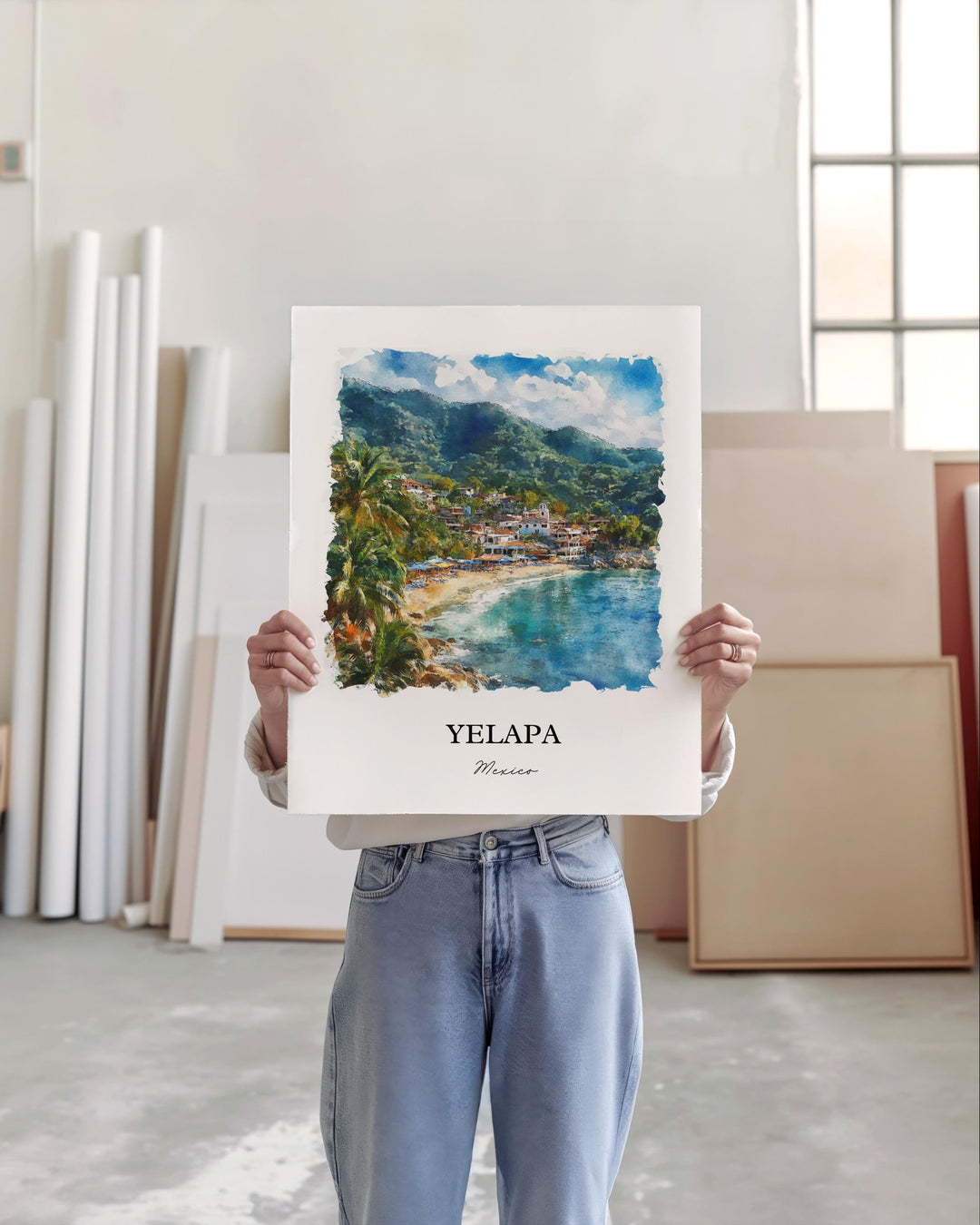 Yelapa Wall Art, Yelapa Mexico Print, Mexico Watercolor Art, Jalisco Gift, Travel Print, Travel Poster, Housewarming Gift