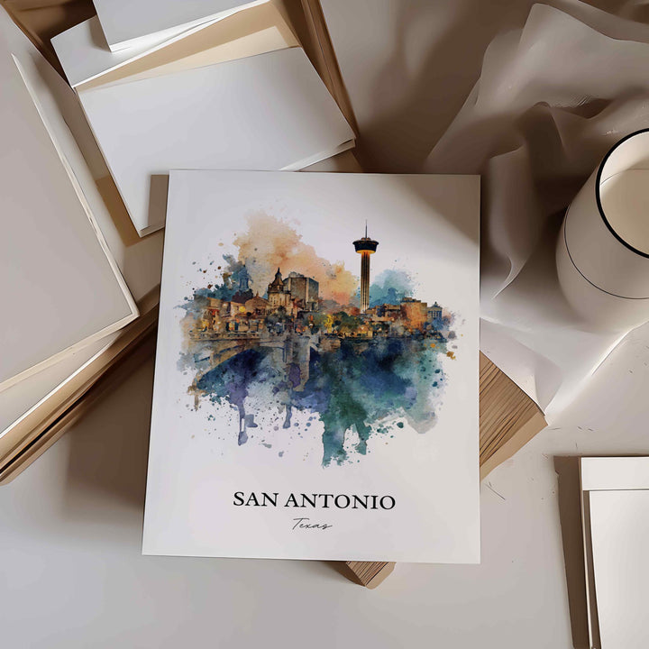 San Antonio, Texas – Watercolor Art Print
