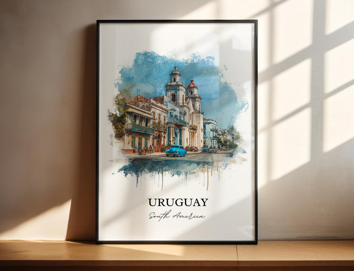 Uruguay Wall Art, Uruguay Print, Uruguay Watercolor Art, Uruguay Gift, South America Travel Print, Travel Poster, Housewarming Gift