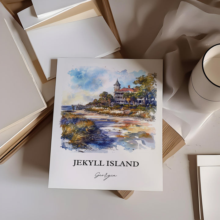 Jekyll Island Wall Art, Glynn County Print, Sea Islands GA Watercolor, Jekyll Island Gift, Travel Print, Travel Poster, Housewarming Gift