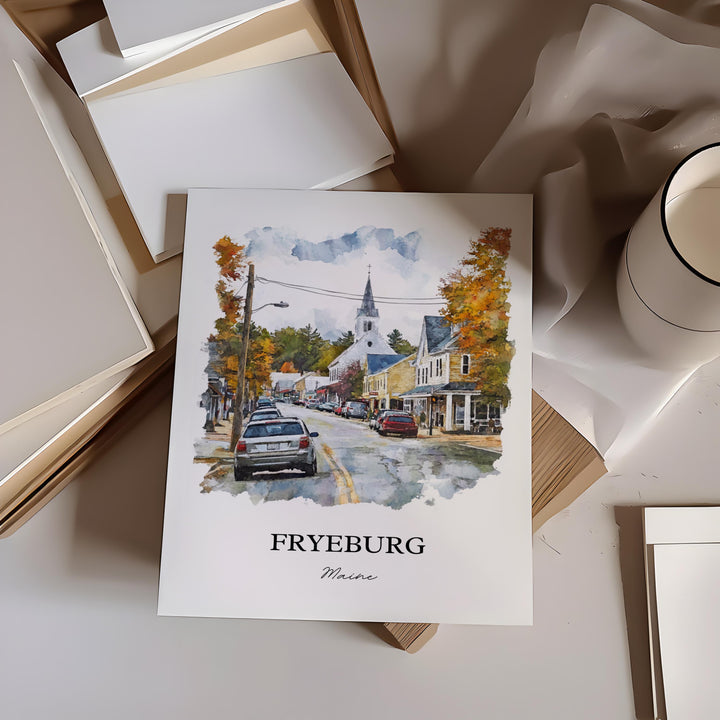 Fryeburg Maine Wall Art, Oxford County ME Print, Maine Watercolor Art, Fryeburg Gift, Travel Print, Travel Poster, Housewarming Gift