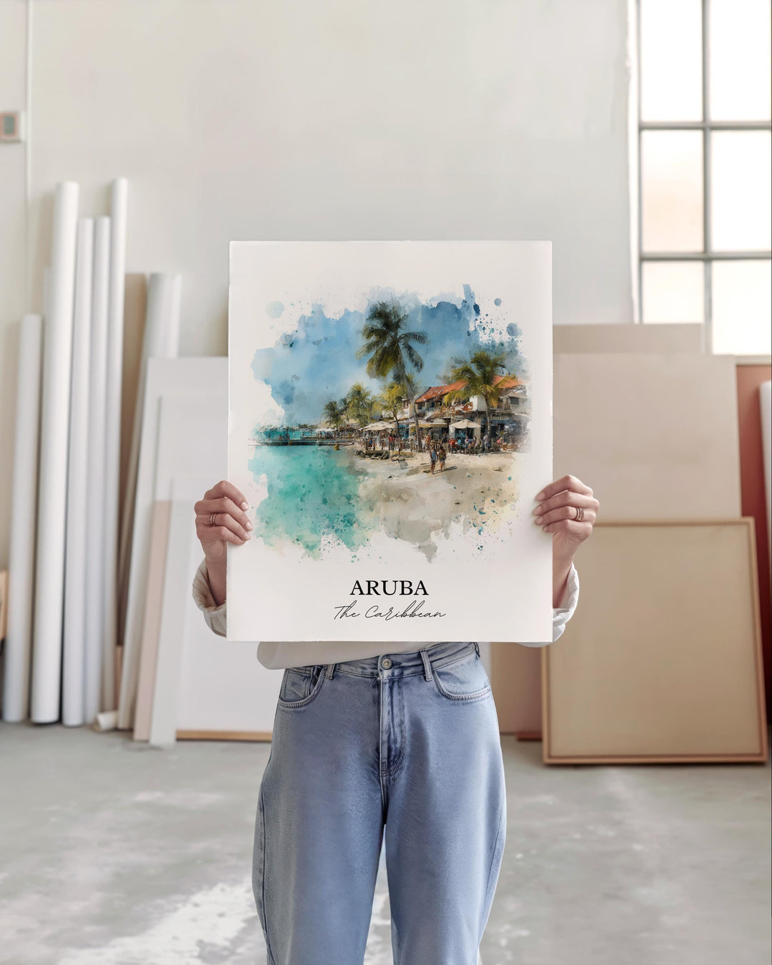 Aruba Wall Art, Aruba Print, Aruba Watercolor Art, Aruba Caribbean Gift, Travel Print, Travel Poster, Housewarming Gift