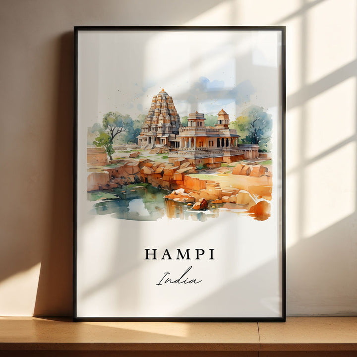 Hampi India wall art - India, Hampi poster print, Hampi Wedding gift, Birthday present, Karnataka Print, Vijayanagara District Gift