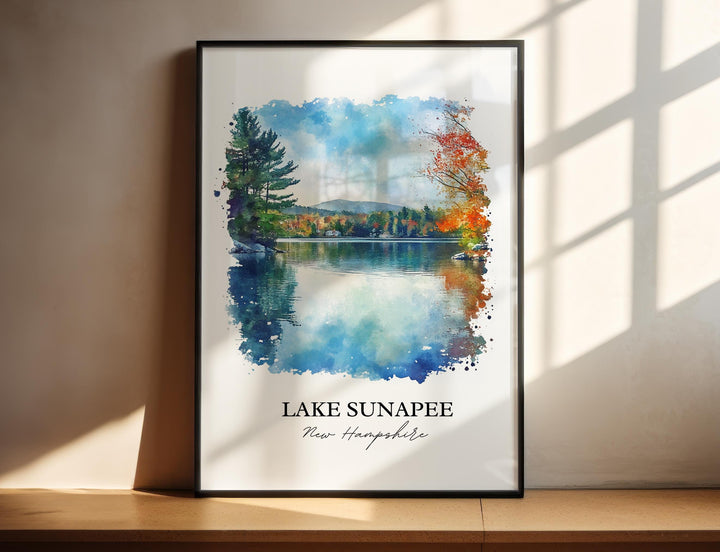Lake Sunapee NH Wall Art, Merrimack County Print, New Hampshire Artwork, Lake Sunapee Gift, Travel Print, Travel Poster, Housewarming Gift