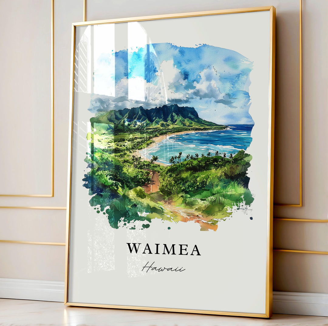 Waimea Hawaii Wall Art, Waimea Print, Waimea Hawaii Watercolor Art, Waimea Gift, Kohala Coast Travel Poster, Housewarming Gift