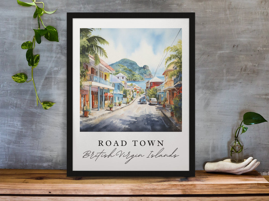 Road Town BVI wall art - BVI, Road Town British Virgin Islands poster, Wedding gift, Birthday present, Custom Text