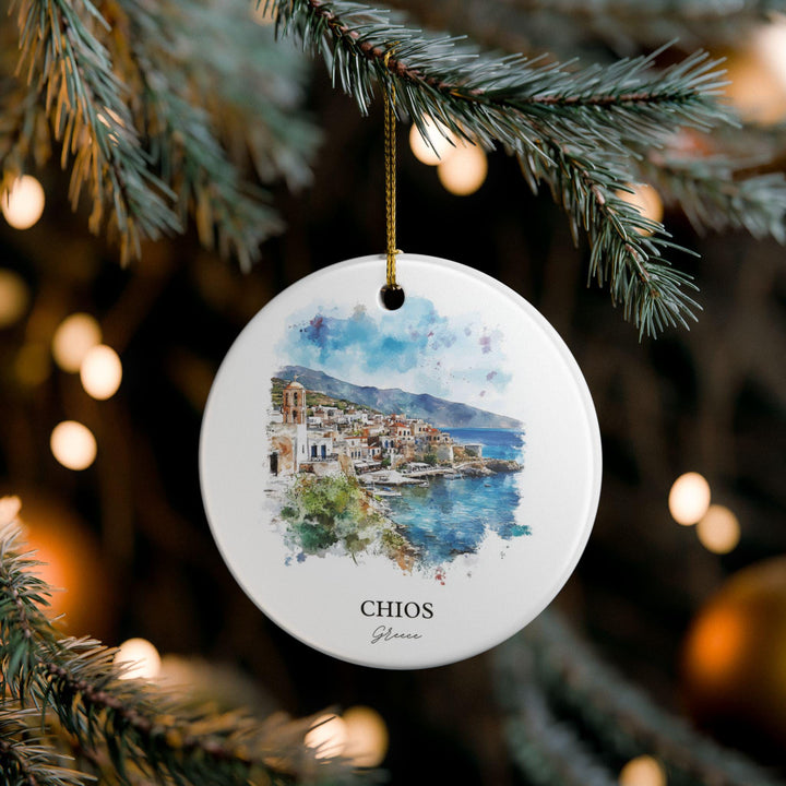 Chios Greece Ornament: Unique Chios Greece Souvenir, Chios Greece Xmas Decor, and Authentic Greece Gift