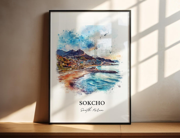 Sokcho-si Wall Art, Sokcho-si Print, South Korea Watercolor Art, Sokcho Gift, Travel Print, Travel Poster, Housewarming Gift