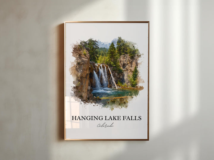 Hanging Lake Falls Art, Garfield County Print, Colorado Artwork, Hanging Lake Falls Gift, Travel Print, Travel Poster, Housewarming Gift