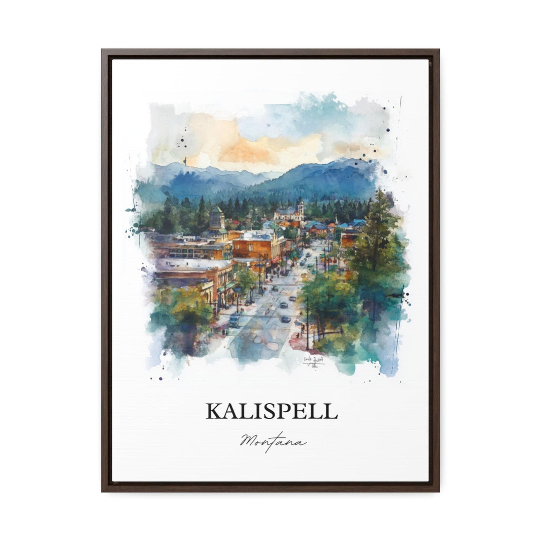Kalispell MT Wall Art, Glacier National Park Print, Montana Watercolor Art, Kalispell Gift, Travel Print, Travel Poster, Housewarming Gift
