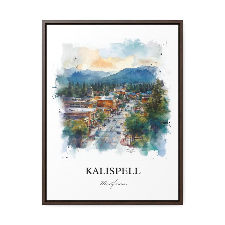 Kalispell MT Wall Art, Glacier National Park Print, Montana Watercolor Art, Kalispell Gift, Travel Print, Travel Poster, Housewarming Gift