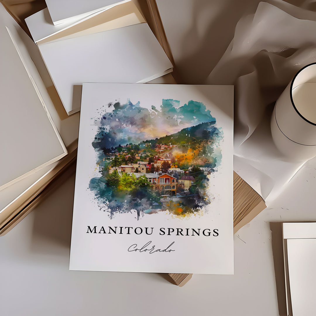 Manitou Springs Art, Manitou Springs Print, CO Springs Watercolor, Manitou Springs Gift,
