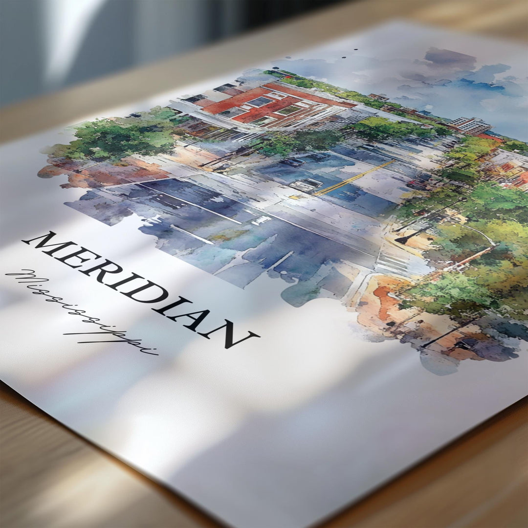 Meridian MS Art, Lauderdale County Print, Mississippi Artwork, Meridian Mississippi Gift, Travel Print, Travel Poster, Housewarming Gift