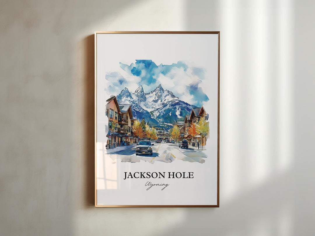 Jackson Hole Wall Art, Jackson Wyoming Print, Wyoming Watercolor Art, Jackson Hole Gift, Travel Print, Travel Poster, Housewarming Gift