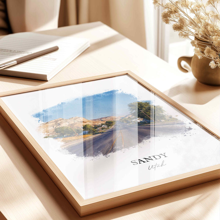 Sandy, Utah Wall Art, Sandy Print, Utah Watercolor Art, Salt Lake City Gift, Travel Print, Travel Poster, Housewarming Gift