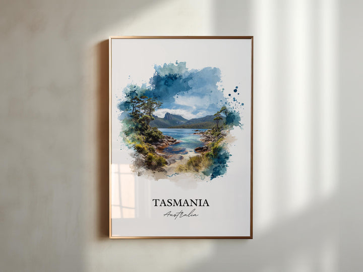 Tasmania Wall Art, Tasmania Print, Australia Watercolor Art, Tasmania Gift, Tasmania Travel Print, Travel Poster, Housewarming Gift