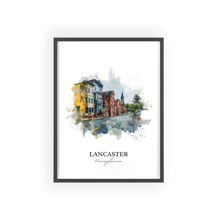 Lancaster PA Wall Art, Lancaster Print, Pennsylvania Watercolor Art, Lancaster County Gift, Travel Print, Travel Poster, Housewarming Gift