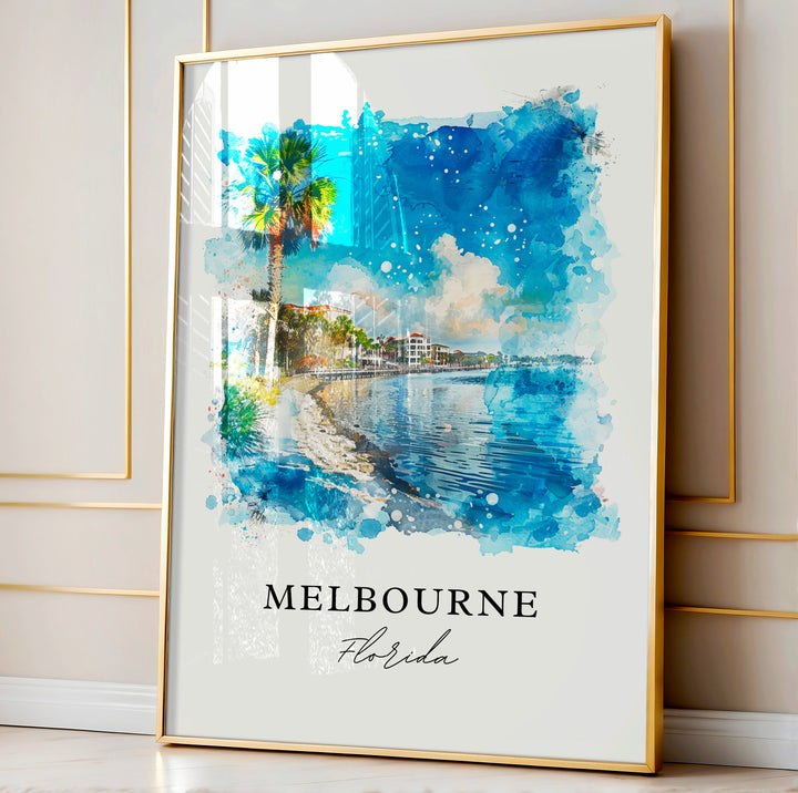 Melbourne Florida Wall Art, Melbourne FL Print, Orlando FL Watercolor, Orlando Gift,
