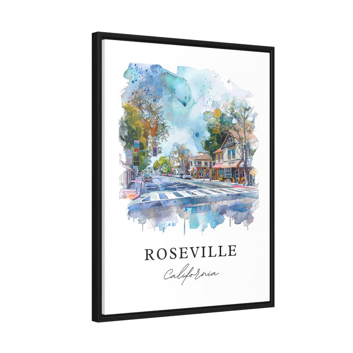 Roseville CA Art, Placer County CA Print, Roseville Watercolor Art, Sacramento Cali Gift,