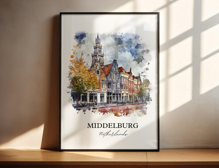 Middelburg Netherlands Art, Zeeland Print, Netherlands Watercolor, Middelburg NLD Gift, Travel Print, Travel Poster, Housewarming Gift