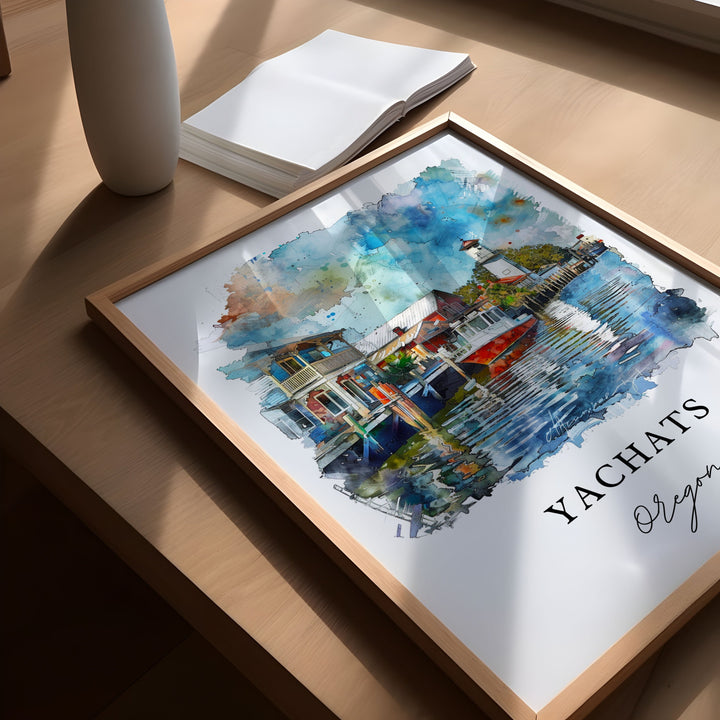 Yachats Oregon Wall Art, Lincoln County OR Print, Yachats Watercolor, Oregon Coast Gift,