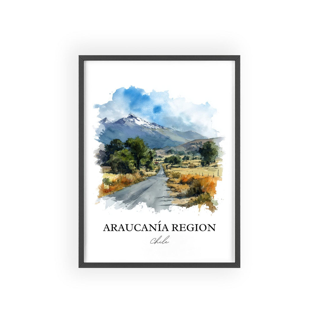 Araucania Region Wall Art, Araucania Chile Print, Chile Watercolor Art, Chile Gift, Chile Travel Print, Travel Poster, Housewarming Gift