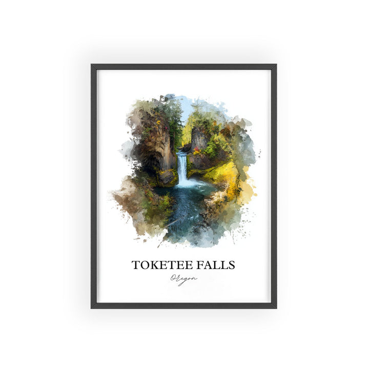 Toketee Falls Wall Art, Idleyld Park Print, Oregon Watercolor Art, Toketee Falls Gift, Travel Print, Travel Poster, Housewarming Gift