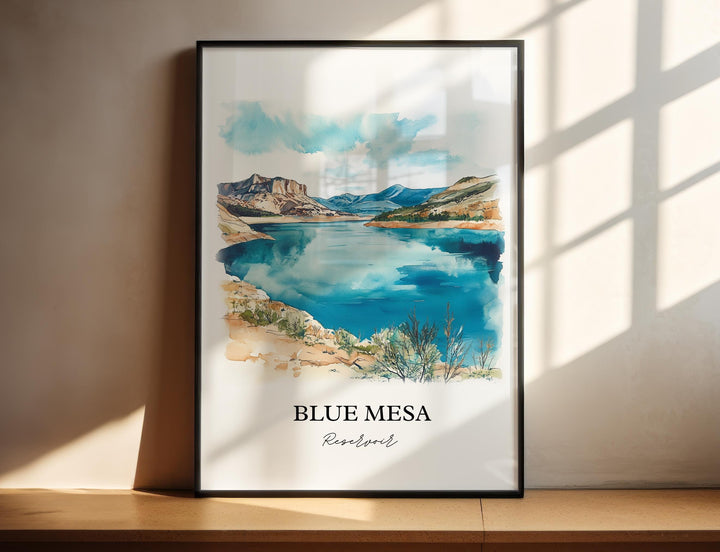Blue Mesa Reservoir Art, Gunnison Print, Colorado Watercolor Art, Blue Mesa Reservoir Gift, Travel Print, Travel Poster, Housewarming Gift