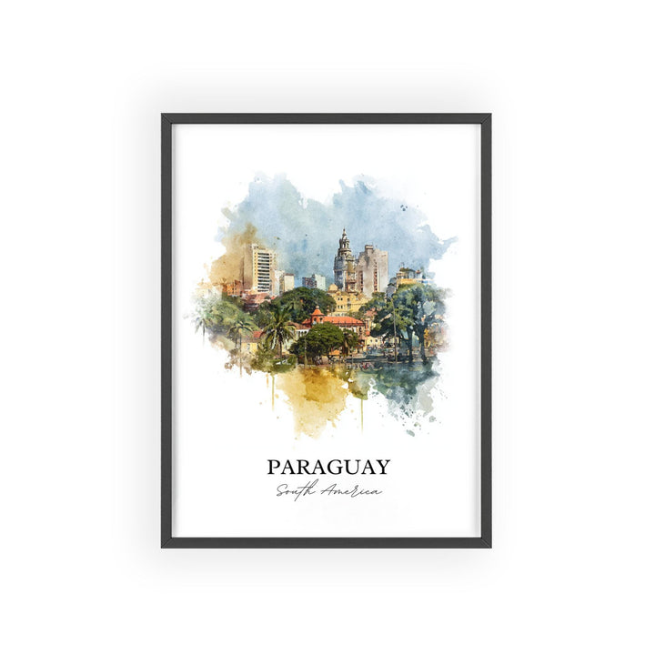 Paraguay Wall Art, Paraguay Print, Paraguay Watercolor Art, South America Gift, Travel Print, Travel Poster, Housewarming Gift