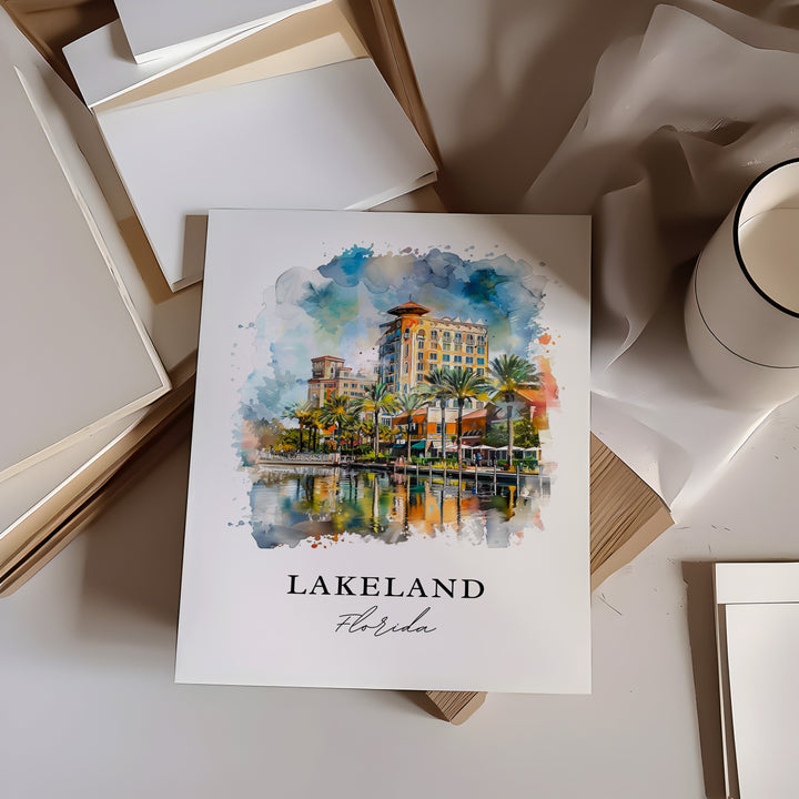 Lakeland FL Wall Art, Lakeland Print, Lakeland Florida Watercolor, Tampa Florida Gift,